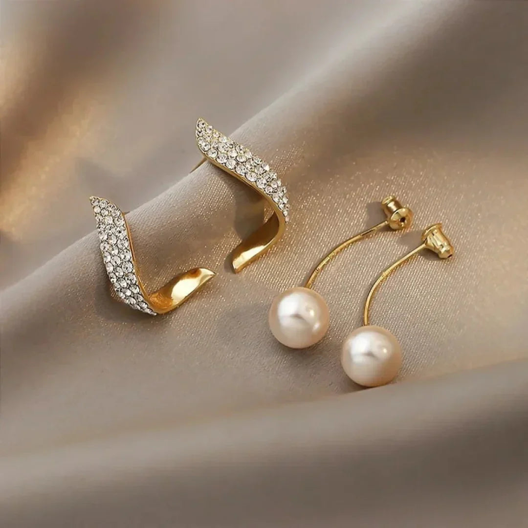 Boucles d'oreilles plumes et perles en cristal