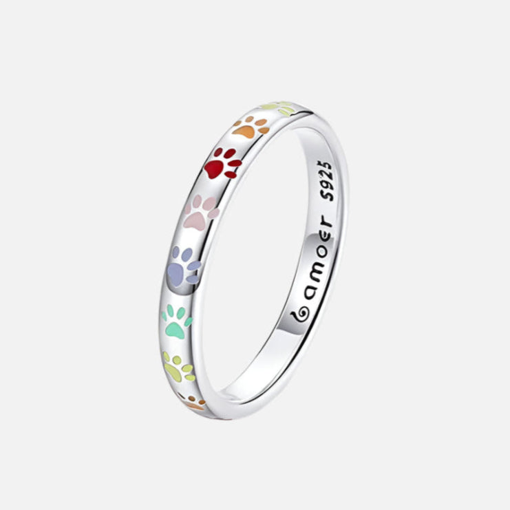 Bague En Argent Avec Empreinte de Patte.