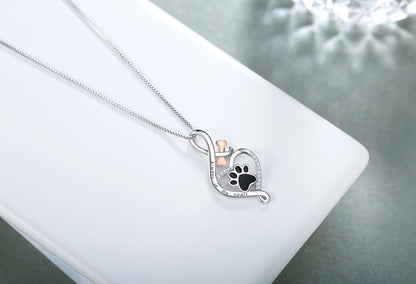 Collier Porte-Bonheur Avec Symbole Cœur, Os et Infini