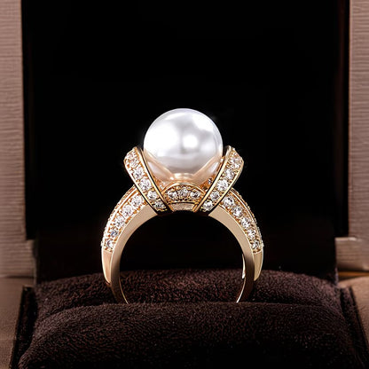 Bague couronne en perles