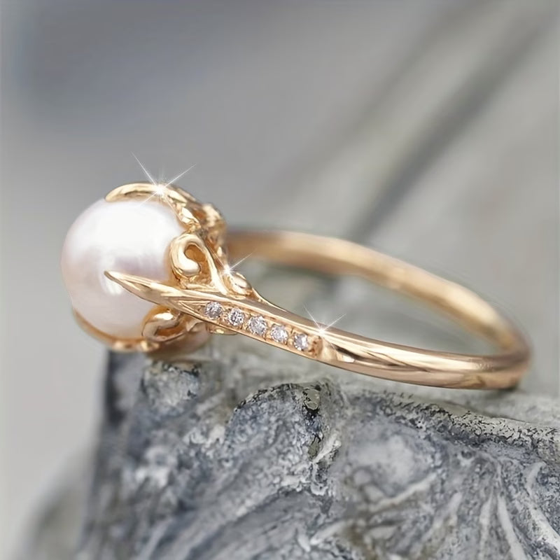 Bague en perles et cristaux délicate