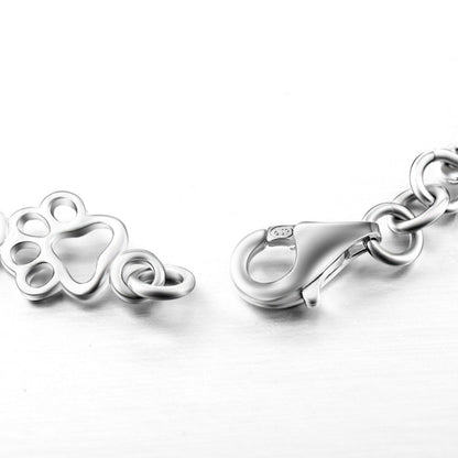 Bracelet En Argent À Motif Patte de Chien et Os