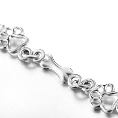 Bracelet En Argent À Motif Patte de Chien et Os