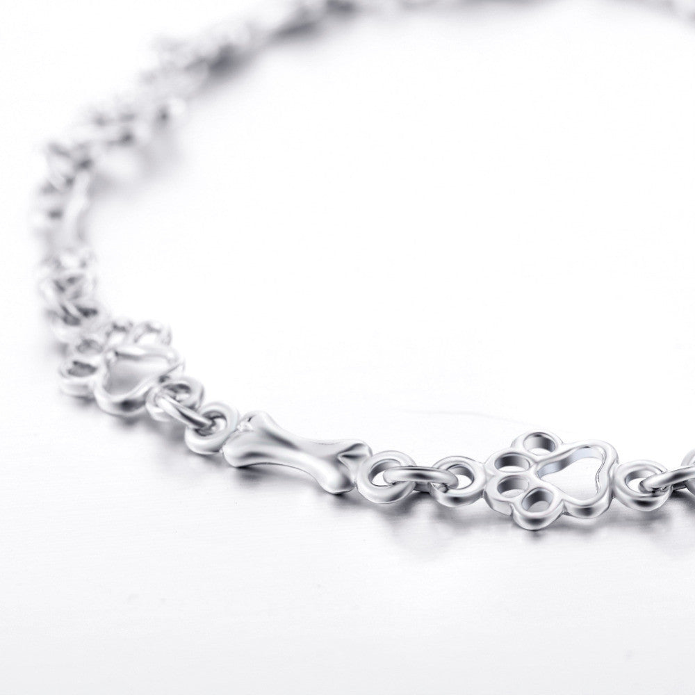 Bracelet En Argent À Motif Patte de Chien et Os