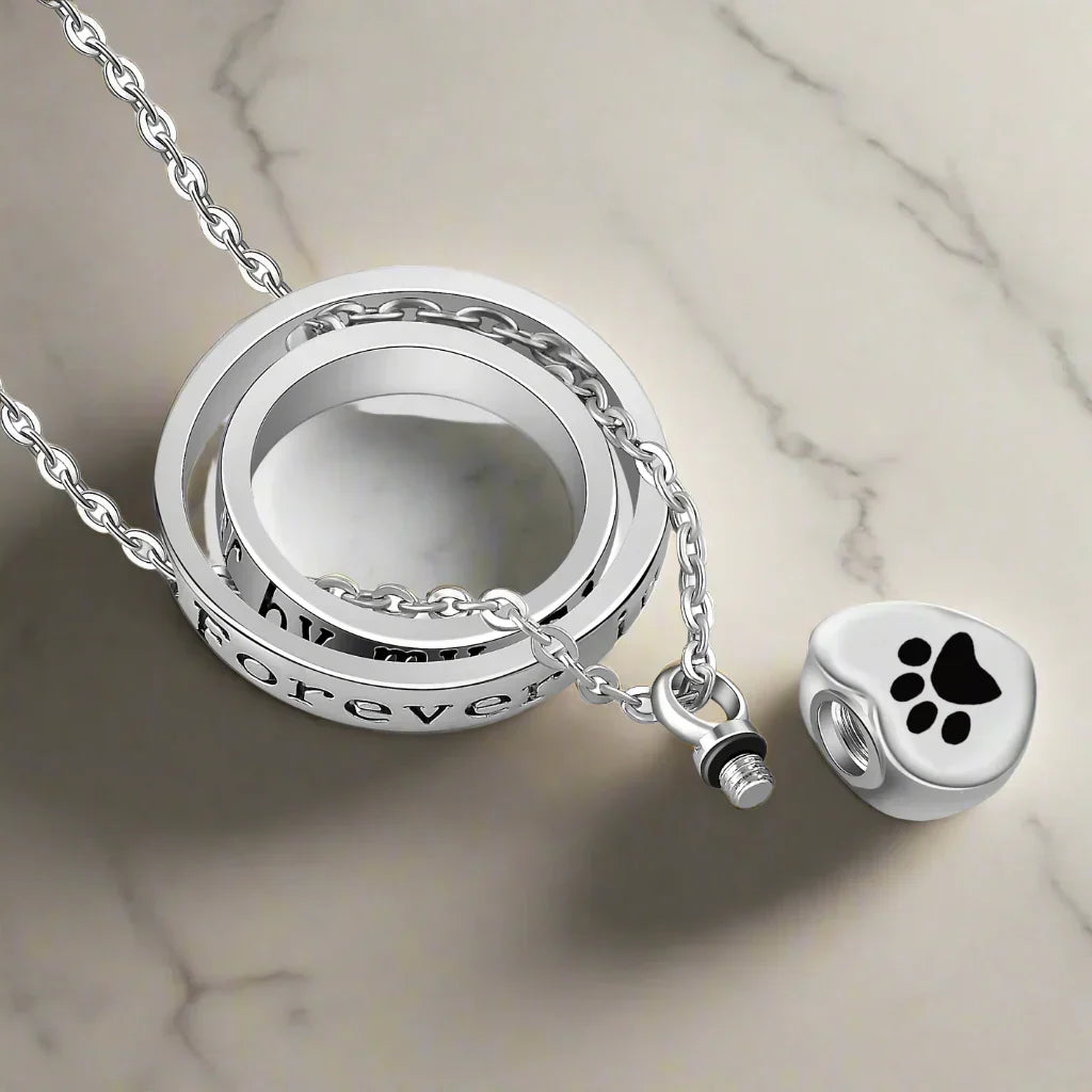 « Plus à mes côtés, mais pour toujours dans mon cœur » – Collier en acier inoxydable en forme de patte
