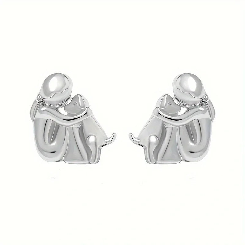 Boucles D'oreilles Câlin Avec Chien