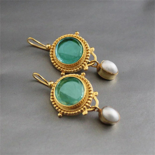 Boucles d'oreilles en turquoise et pierres précieuses