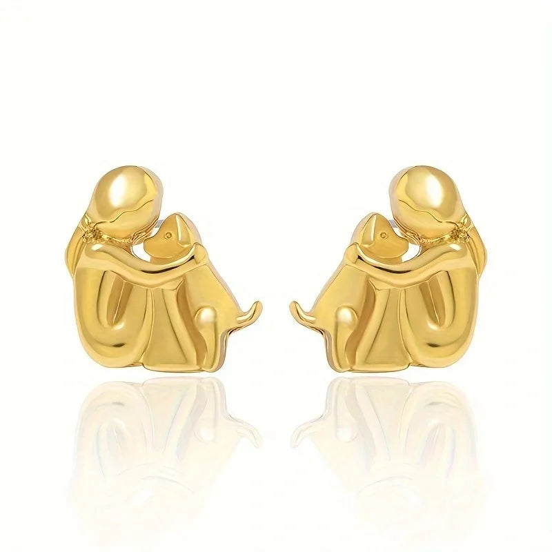Boucles D'oreilles Câlin Avec Chien