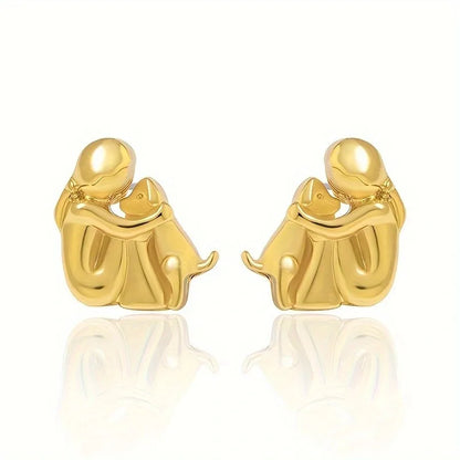 Boucles D'oreilles Câlin Avec Chien