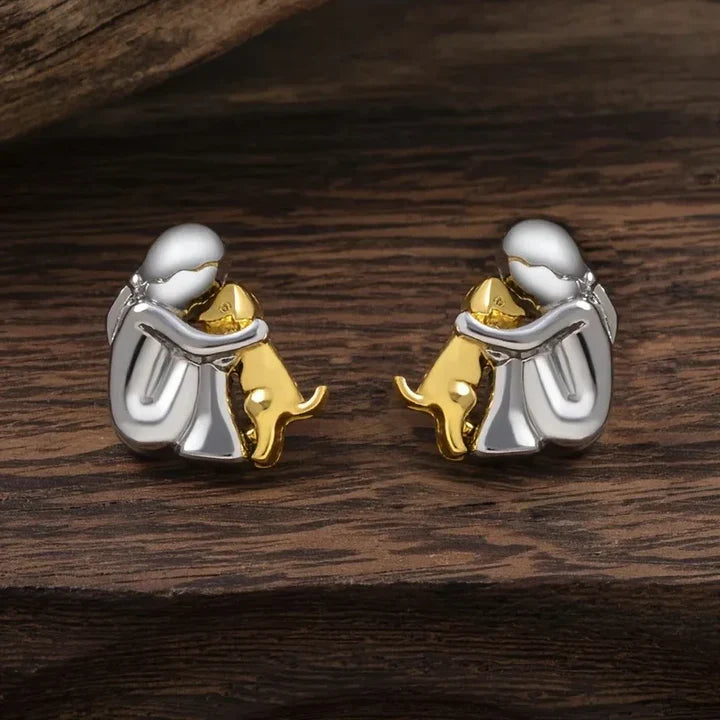 Boucles D'oreilles Câlin Avec Chien