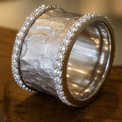 BAGUE EN ZIRCONIUM ARGENTÉ VINTAGE
