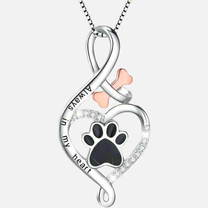 Collier Porte-Bonheur Avec Symbole Cœur, Os et Infini