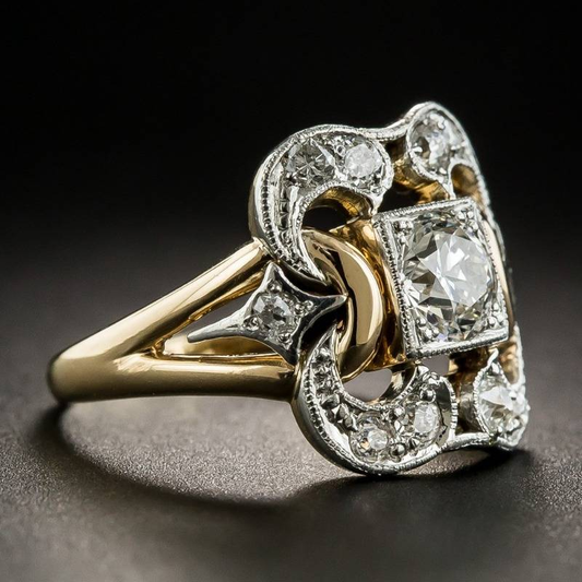 Bague vintage en zirconium doré