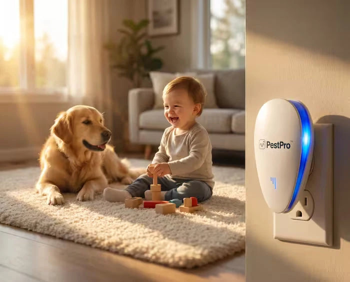 Enfant et chien dans le salon avec Olyven
