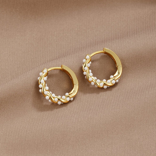 Boucles créoles torsadées en perles